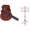 Custom Deluxe Ukulele Strap - Peace Sign Neon Strap w/Pink Collapsible Music Stand