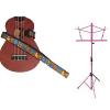 Custom Deluxe Ukulele Strap - Tiki Hawaiian Strap w/Pink Collapsible Music Stand