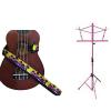 Custom Deluxe Ukulele Strap - Palm Trees Strap w/Pink Collapsible Music Stand