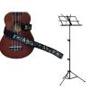 Custom Deluxe Ukulele Strap - Hawaiian Surfer Strap w/Black Collapsible Music Stand