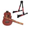 Custom Deluxe Ukulele Strap - Desert Rose Red Strap w/Meisel GS76 Stand Metallic Red #1 small image