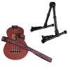 Custom Deluxe Ukulele Strap - Pink Leopard Strap w/Meisel GS76 Stand Black #1 small image