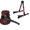 Custom Deluxe Ukulele Strap - Hawaiian Surfer Strap w/Meisel GS76 Stand Metallic Red #1 small image