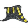 Custom Loaded LEFT HANDED Strat Pickguard, Fender Deluxe Drive, Black Pearl/Yellow #1 small image