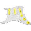 Custom Loaded LEFT HANDED Strat Pickguard, Fender Deluxe Drive, White Pearl/Yellow #1 small image