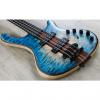 Custom Mayones Prestige Classic 4 Bass, Ebony Fingerboard, Hard Case - Trans Natural Flat Blue Burst
