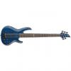 Custom Esp Ltd B155DX See Thru Blue Flame Top 5 String Bass Guitar