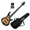 Custom Ibanez GSR205SM 5-String Electric Bass Guitar in Natural Gray Burst With Accessories