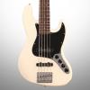 Custom Fender Deluxe Active Jazz V Electric Bass, 5-String (with Gig Bag), Olympic White