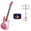 Custom Bass Pack-Pink Kay Electric Bass Guitar Medium Scale w/ SN1 Tuner &amp; Pink Stand #1 small image