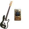 Custom Bass Pack-Black Kay Electric Bass Guitar Medium Scale w/Metronome (Tiger)
