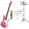 Custom Bass Pack-Pink Kay Bass Guitar Medium Scale w/Black Music Stand &amp; Accessory PacK
