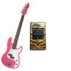 Custom Bass Pack-Pink Kay Electric Bass Guitar Medium Scale w/Metronome (Tiger)
