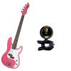 Custom Bass Pack-Pink Kay Electric Bass Guitar Medium Scale w/Snark SN8 Tuner