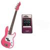 Custom Bass Pack-Pink Kay Electric Bass Guitar Medium Scale w/Metronome (Purple Snake)