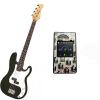 Custom Bass Pack-Black Kay Electric Bass Guitar Medium Scale w/Metronome (Camera)