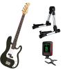 Custom Bass Pack-Black Kay Bass Guitar Medium Scale w/Meisel COM-80 Tuner &amp; Silver Stand #1 small image