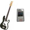 Custom Bass Pack-Black Kay Electric Bass Guitar Medium Scale w/Metronome (White Deco)