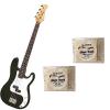 Custom Bass Pack-Black Kay Electric Bass Guitar Medium Scale w/2 PK String Cleaning Pads