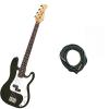 Custom Bass Pack - Black Kay Electric Bass Guitar Medium Scale w/20ft Cable
