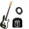 Custom Bass Pack - Black Kay Electric Bass Guitar Medium Scale w/Mini Amp w/Extra Cable