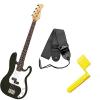 Custom Bass Pack - Black Kay Bass Guitar Medium Scale w/Yellow String Winder &amp; Strap #1 small image