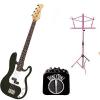 Custom Bass Pack - Black Kay Electric Bass Guitar Medium Scale w/Mini Amp &amp; Black Stand #1 small image