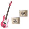 Custom Bass Pack-Pink Kay Electric Bass Guitar Medium Scale w/2 PK String Cleaning Pads