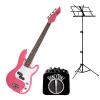 Custom Bass Pack - Pink Kay Electric Bass Guitar Medium Scale w/Mini Amp &amp; Black Stand
