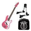 Custom Bass Pack - Pink Kay Electric Bass Guitar Medium Scale w/Mini Amp &amp; Silver Stand #1 small image