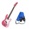 Custom Bass Pack - Pink Kay Electric Bass Guitar Medium Scale w/Blue Strap