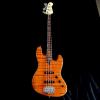 Custom Rare Lakland USA 44-60 Custom Flamed Redwood 4 String Jazz Bass