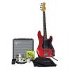 Custom Squier Vintage Modified Precision PJ Bass 4 BadAxe Bundle Candle Apple Red w/Rumble 25 Amp