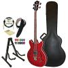 Custom Guild Cherry Red Starfire Semi-Hollow Electric Bass Guitar Guild Hard Case, Cable, Strap, Picks, Stand and Polish Cloth