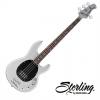 Custom Sterling by Music Man Ray34 Bass Guitar - Fretless Silver Metallic
