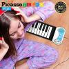 PicassoTiles PT49 Kid's 49-Key Flexible Roll-Up Educational Electronic Digital Music Piano Keyboard w/ Recording Feature, 8 Different tones, 6 Educational Demo Songs &amp; Build-in Speaker - Blue #2 small image
