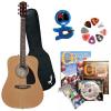 Fender Beginner Acoustic Guitar, ChordBuddy Learning System, Snark Guitar Tuner, Assorted Guitar Picks