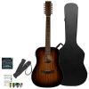 Sigma Guitars Mahogany Dreadnought 12-String Acoustic-Electric Guitar with ChromaCast Hard Case &amp; Accessories, Shadowburst