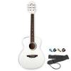 Luna Guitars GRPN-AR-BOR-WHT-KIT Aurora Borealis White Pearl Sparkle 3/4 Size Guitar Bundle with Online Lesson