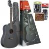 Stagg SA30D-BK Dreadnought Acoustic Guitar with Accessory Package - Matte Black