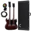 Dean Gran Sport Double Neck Worn Brown Electric Guitar w/ Hardshell Case, Tuner, and Stand #1 small image
