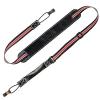 Ukulele Strap, Leather Pad Adjustable Nylon Neck Sling Strap for Ukulele with Sound Hole Hook (Red-Black)