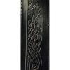 Supersize Extra Large 3&rdquo; Wide 64&rdquo; Long Genuine Leather Guitar Strap - Irish Running Dog Design Black #3 small image