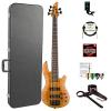 ESP LH1005SEBMHN-KIT-2 H Series 5-String Solid Burled Maple Top Electric Bass with Hard Case, Honey Natural #1 small image