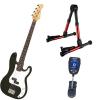It's All About the Bass Pack-Black Kay Electric Bass Guitar Medium Scale w/Meisel COM-90 Tuner &amp; Meisel Red Stand #1 small image