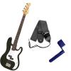 It&rsquo;s All About the Bass Pack - Black Kay Electric Bass Guitar Medium Scale w/Blue String Winder &amp; Black Strap #1 small image