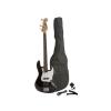 Fever 4-String Electric Jazz Bass Style with Gig Bag, Clip on Tuner, Cable and Strap, Color Black, JB43-BK #1 small image