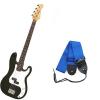 It&rsquo;s All About the Bass Pack - Black Kay Electric Bass Guitar Medium Scale w/Blue Strap