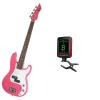 It's All About the Bass Pack-Pink Kay Electric Bass Guitar Medium Scale w/Meisel COM-80 Tuner