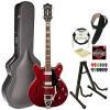 Guild Starfire V w/ GVT CHR Semi-Hollow Body Electric Guitar, Cherry Red, with Guild Hard Case, ChromaCast Electric Strings, Cable, Strap, Picks, Stand and Polish Cloth #1 small image